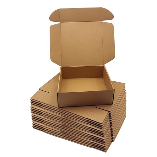 10x10x3 inch Shipping Boxes 20 Pack, Brown Corrugated Cardboard Mailer Box - size: 10" x 10" x 3"