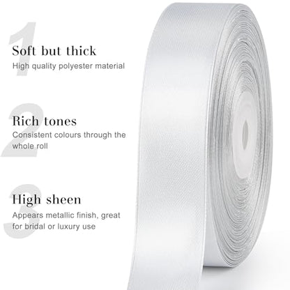 Silver Satin Ribbon, 1 Inch, 50 Yards - color: sliver