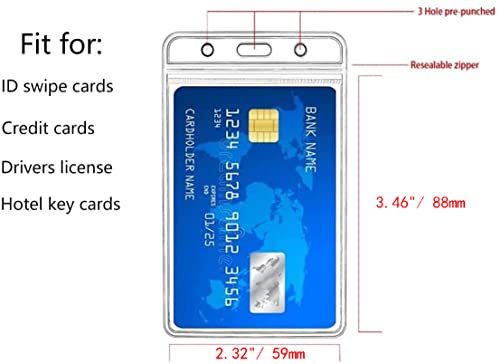Vertical ID Badge Holders Sealable Waterproof Clear Plastic Holder, Fits RFID/Proximity/Badge Swipe Cards or Credit Card (6Pcs, Vertical)