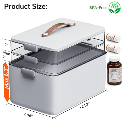 CTIME 3-Tier Medicine Organizer - Portable Medicine Cabinet with Handle - size: Regular 3-Tier