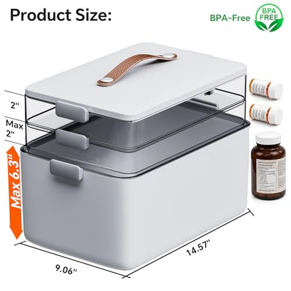 CTIME 3-Tier Medicine Organizer - Portable Medicine Cabinet with Handle - size: Regular 3-Tier