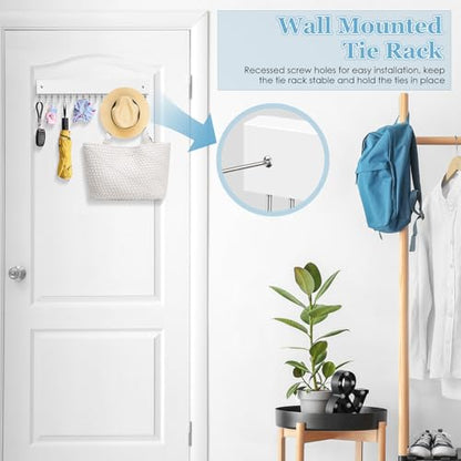 Tie Rack Belt Hanger Wall Mounted Tie Organizer White 1 Pack - color: White