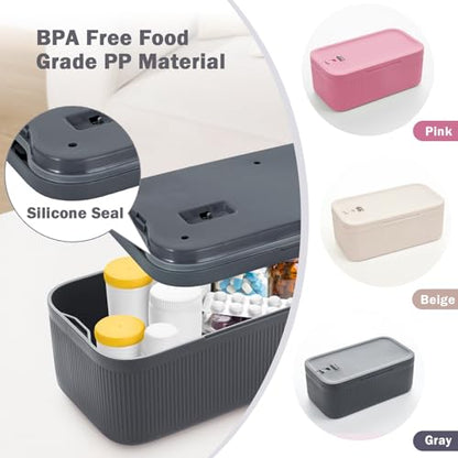Lockable Storage Box, Small Lock Box with Combination Code for Phone/Medicine Safe/Food Home/Refrigerator/Office/Personal Items/Travel/Gift,9.25 x 5.04 x 3.62’’ - color: Gray