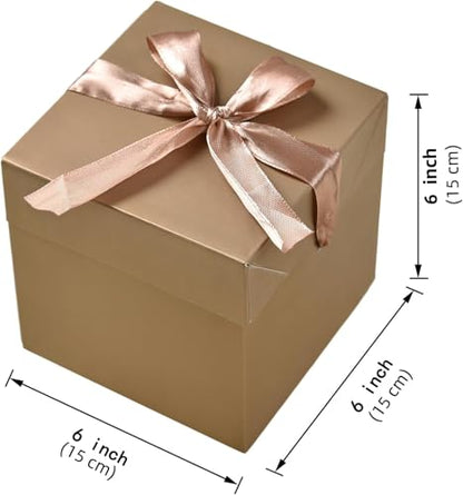 Gift Box with Lid for present, 12pcs,Collapsible, 6"×6"×6" - color: Gold & Pink, size: 6 x 6 x 6 Inch