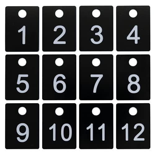 ABS Plastic Numbered Key Tags Rectangle ID Tag Number Disc with Hole (1-50, Black) - color: Black, size: 1-50