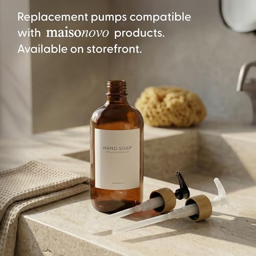 Maisonovo Dish Soap Dispenser - Amber Soap Dispenser Black Bamboo Pumps - color: Amber Black