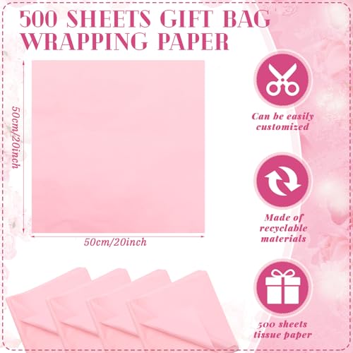 500 Sheets Blush Pink Tissue Paper Bulk 20 x 20 Inch for Fall Wedding Gifts - color: Light Pink, size: 20 x 20 Inch