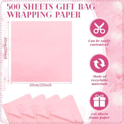 500 Sheets Blush Pink Tissue Paper Bulk 20 x 20 Inch for Fall Wedding Gifts - color: Light Pink, size: 20 x 20 Inch