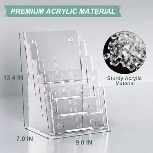 Argvey 4-Tier Brochure Holder 8.5 x 11, Desktop Literature & File Organizer