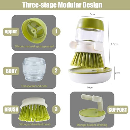 Palm Brush Refills, Dish Brush Replacement Head, 4 Pack - color: Green&gray