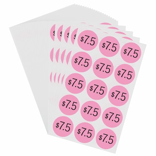 Hybsk 375 Count Garage Sale Price Stickers - Yard Rummage Labels 7.5 Dollar 1 Inch Retail Clearance Stickers - color: 7.5 Dollar