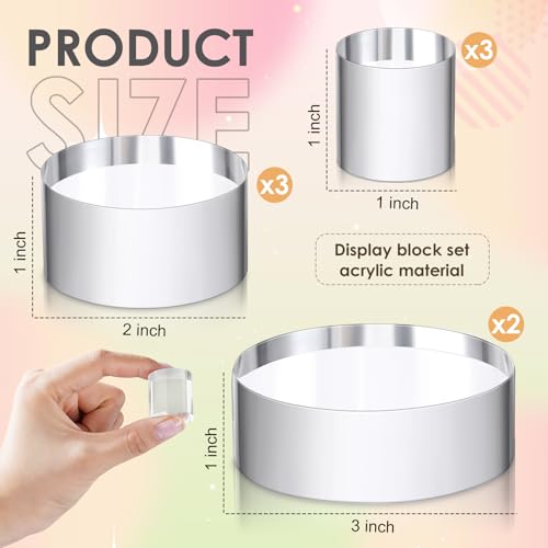 Remerry Acrylic Round Block Display, 8 Pcs, Mixed Sizes - size: Mixed Sizes