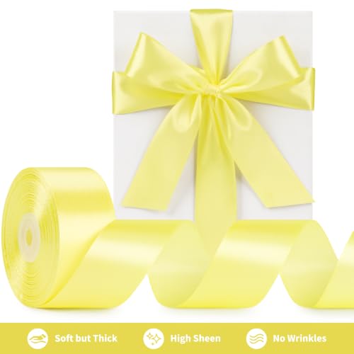 Mauproy Baby Maize Satin Ribbon, 1-1/2 Inch, 50 Yards - color: Baby Maize
