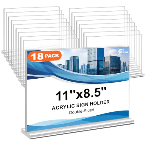 EHWINE Acrylic Sign Holder 8.5 x 11, 18 Pack Horizontal Double-Sided Stand - size: Horizontal 18 Pack 11x8.5 Inch