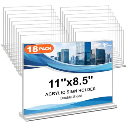 EHWINE Acrylic Sign Holder 8.5 x 11, 18 Pack Horizontal Double-Sided Stand - size: Horizontal 18 Pack 11x8.5 Inch