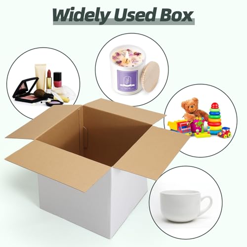 CRUGLA 12x12x12 Shipping Boxes 10 Pack, White Corrugated Cardboard Boxes with Side-Lock and Pre-Applied Double-Sided Tape, Easy Assemble Packing Mailer Boxes for Small Business Shipping - size: 12x12x12 Inch 10 Pack