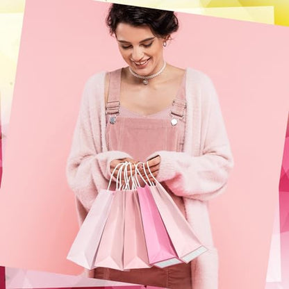 Tenceur 100 Pcs Pink Gradient Gift Paper Kraft Bags with Handle Party Favor - color: Pink