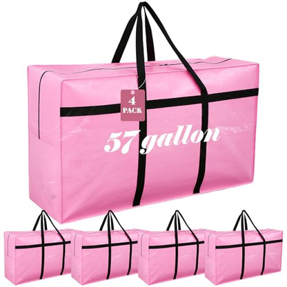 Windyun 4 Pack 57 Gallon Extra Large Moving Bags XXL Heavy Duty Storage Bag - color: Pink, size: 57 Gallon