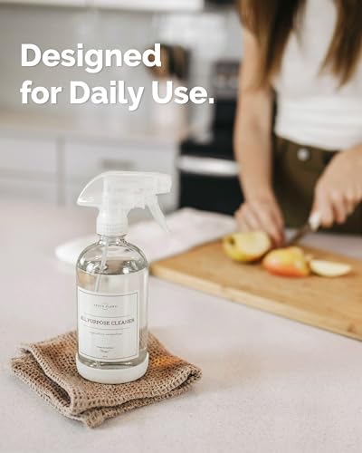 Vine Creations Glass Spray Bottles, 2 Pack Refillable Spray Bottles for Cleaning Solutions, Clear Spray Bottle for plants, Water Spray Bottle Sprayer, Glass Spray bottles 16 oz with Waterproof Labels - color: Clear Bottle / Clear Nozzle