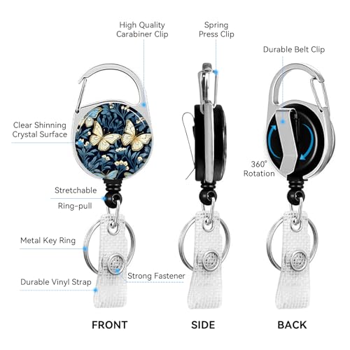 2 Pack Butterfly Starry Sky ID Badge Holder with Clip Badge Reels - color: 2 Pack-butterfly