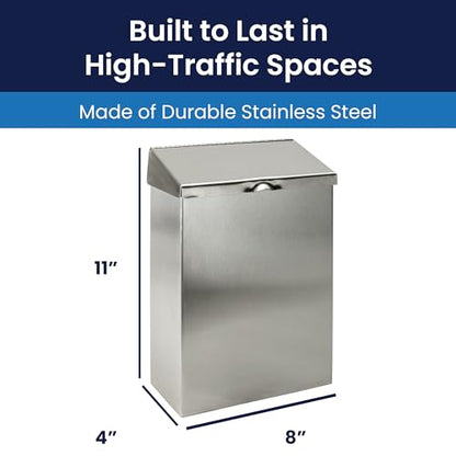 HOSPECO Wall Mount Sanitary Napkin Receptacle, Stainless Steel