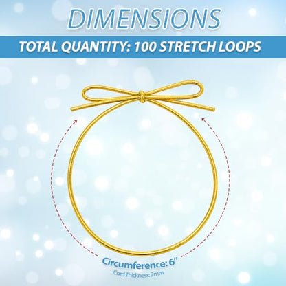 Mandala Crafts 6 Inch Gold Pre-Tied Stretch Loops for Gift Wrapping - color: Gold, size: 6 Inches