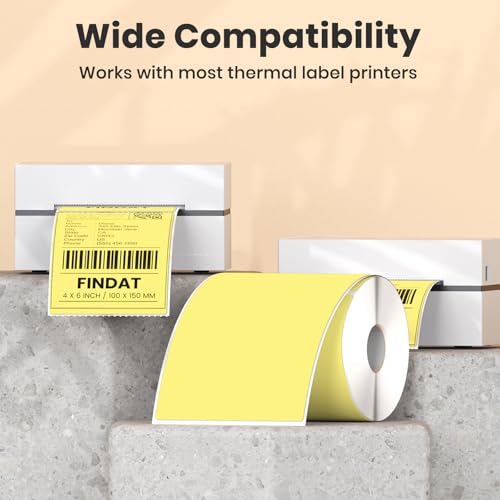 Direct Thermal Label Yellow Vinyl 4 x 6 Inch Printer Sticker 250 PCS - color: Yellow