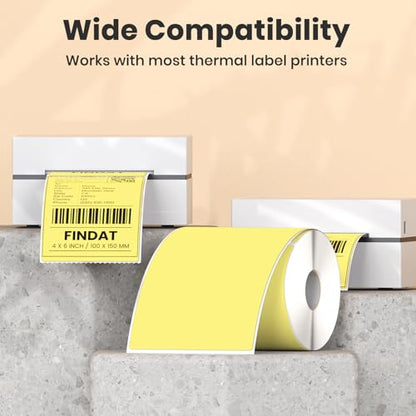 Direct Thermal Label Yellow Vinyl 4 x 6 Inch Printer Sticker 250 PCS - color: Yellow