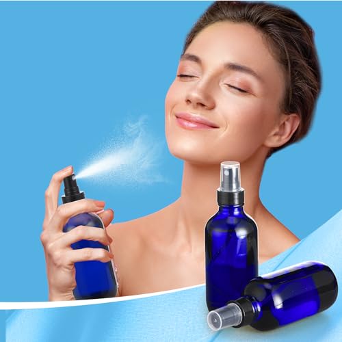 Fumete 2 Pack Glass Spray Bottles 4oz,Blue, Black Top,Mist Bottle - color: Blue, Black Top, style: Mist Bottle
