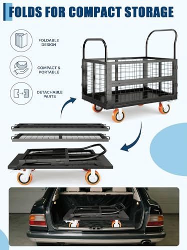 Garvee 6-in-1 Platform Truck Cart, 1800lbs Capacity Flatbed Cart with Cage