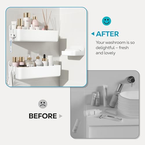 Nieifi Adhesive Shower Shelves, White, 3 Pieces - color: White, size: 3 pieces