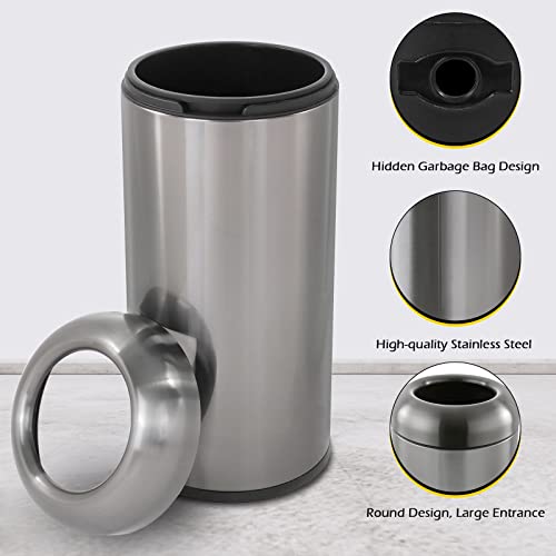 Dyna-Living Large Trash Can Commercial Stainless Steel Garbage Can with Lid - color: Black