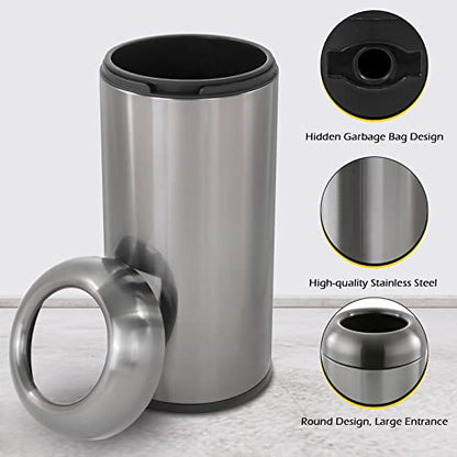 Dyna-Living Large Trash Can Commercial Stainless Steel Garbage Can with Lid - color: Black