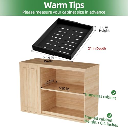 PAKETA 4 Pack Expandable Pull Out Cabinet Organizer,21" Deep - color: Black, size: 21"D X 9-14"W (4 Pack)