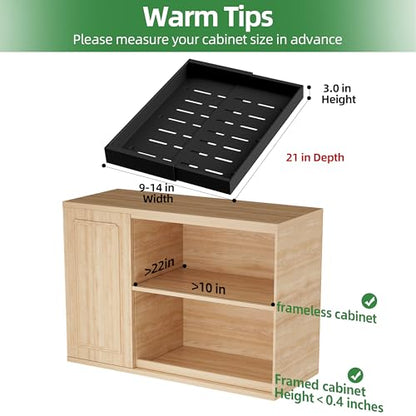 PAKETA 4 Pack Expandable Pull Out Cabinet Organizer,21" Deep - color: Black, size: 21"D X 9-14"W (4 Pack)