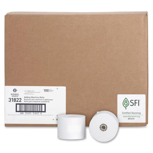 Business Source Paper Roll, Single Ply, Bond, 2-1/4"x165', 100RL/Count, White (31822)