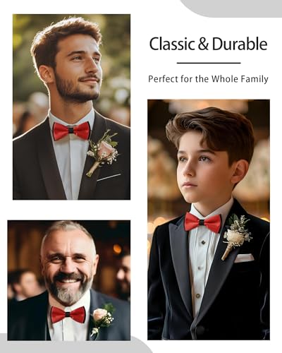 AWAYTR Bow Ties for Men - Pre-Tied Adjustable Tuxedo Style for Wedding - color: Dark Red&black