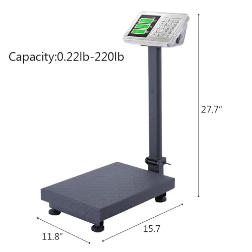 TUFFIOM 220lb Weight Electronic Platform Scale,Digital Floor Heavy Duty Folding Scales,Stainless Steel High-Definition LCD Display, Perfect for Postal Luggage Shipping Mailing Package Price Computing - color: 220lb Black