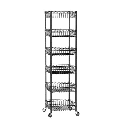 SINGAYE 6 Tier Shelf Wire Shelving Adjustable Storage Shelves Basket Rack - color: Black, size: 6-Tier[13.5"Dx13.5"Wx63"H]