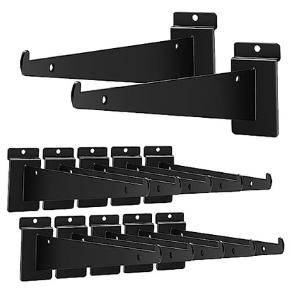 12 Pack Slat Wall Shelf Brackets with Lip, 12" Slatwall Shelf Bracket - size: 12inch-12pcs