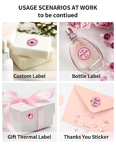 Phomemo Genuine 2” Pink Circle Thermal Labels, 2x2 Self-Adhesive Round Sticker Label, Circular Direct Labels Compatible with Phomemo Shipping Labels Printer, 750 Labels/Roll, White,Commercial Grade - color: Pink-750