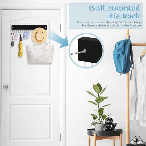 Tie Rack Belt Hanger Wall Mounted Tie Organizer Black 1 Pack - color: Black