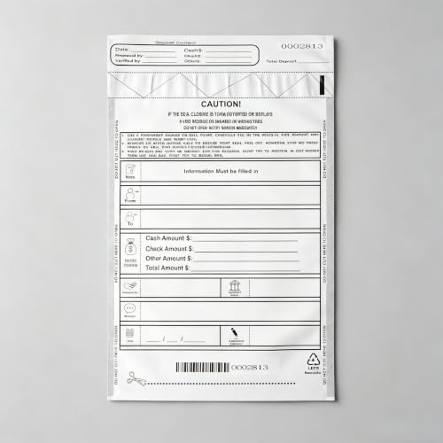 Plastic Tamper-Resistant Money Bags 9x12 - Self-Sealing Cash Deposit Bags White, 100 Pack