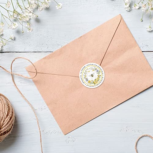 Summer Bee Personalized Round Address Labels - Set of 144 (4 Designs), Round Self-Adhesive, Flat-Sheet Labels, by Colorful Images - color: Summer Bee