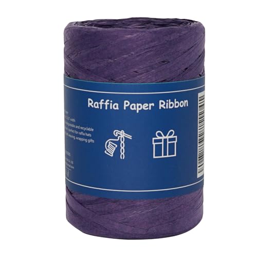 Raffia Ribbon for Gift Wrapping and Packing - 1/4'' Wide, 109 Yards, Purple - color: Purple, size: 109 Yards