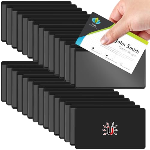 Gilprop 30 Pcs Magnetic Label Holders Pallet Rack 4 x 2.4 Inch Magnetic Labels for Shelving Clear Business Card Holders with Magnet File Cabinet Holder Magnet for Whiteboard Bins Office Gift(Black) - color: Black, size: 4 x 2.4 Inch