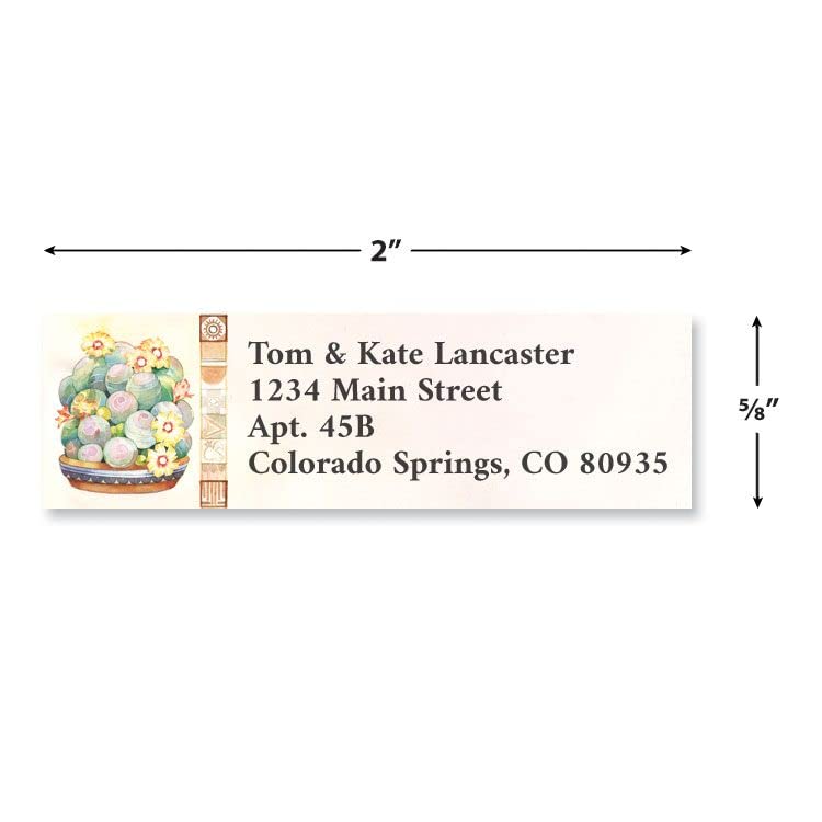 Prickly Cactus Personalized Classic Return Address Labels - Set of 240 (4 Designs), Self-Adhesive, Large Flat-Sheet Select Labels