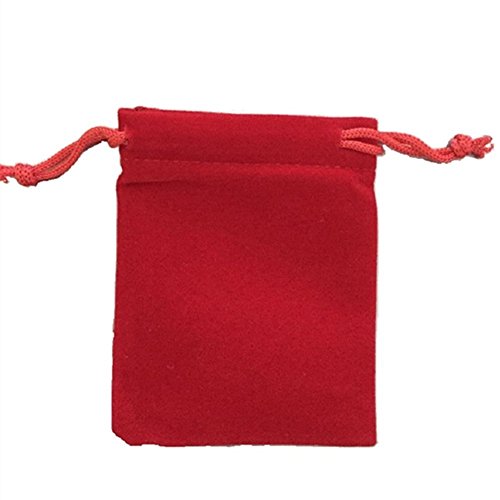 KUPOO 50 Pieces Wholesale Lot - Red Velvet Cloth Jewelry Pouches/Drawstring Bags 3" X 4" - color: red
