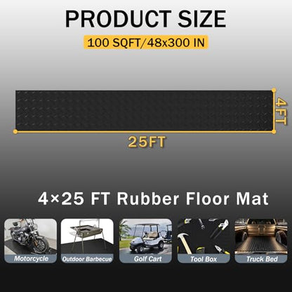 StellarStar 4x25 FT Garage Floor Mat, 2.8mm Thickened PVC Diamond Plate - color: Black, size: 4x25 FT