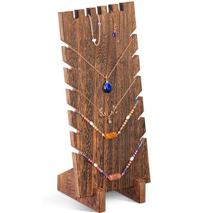 Lolalet Wooden Jewelry Display Series, Necklace Bracelets Earrings Rings Jewelries Stand Freestanding Natural Wood Holder Jewelry Rack for Selling Vendor Store -1 Pack, Necklace - color: Necklace